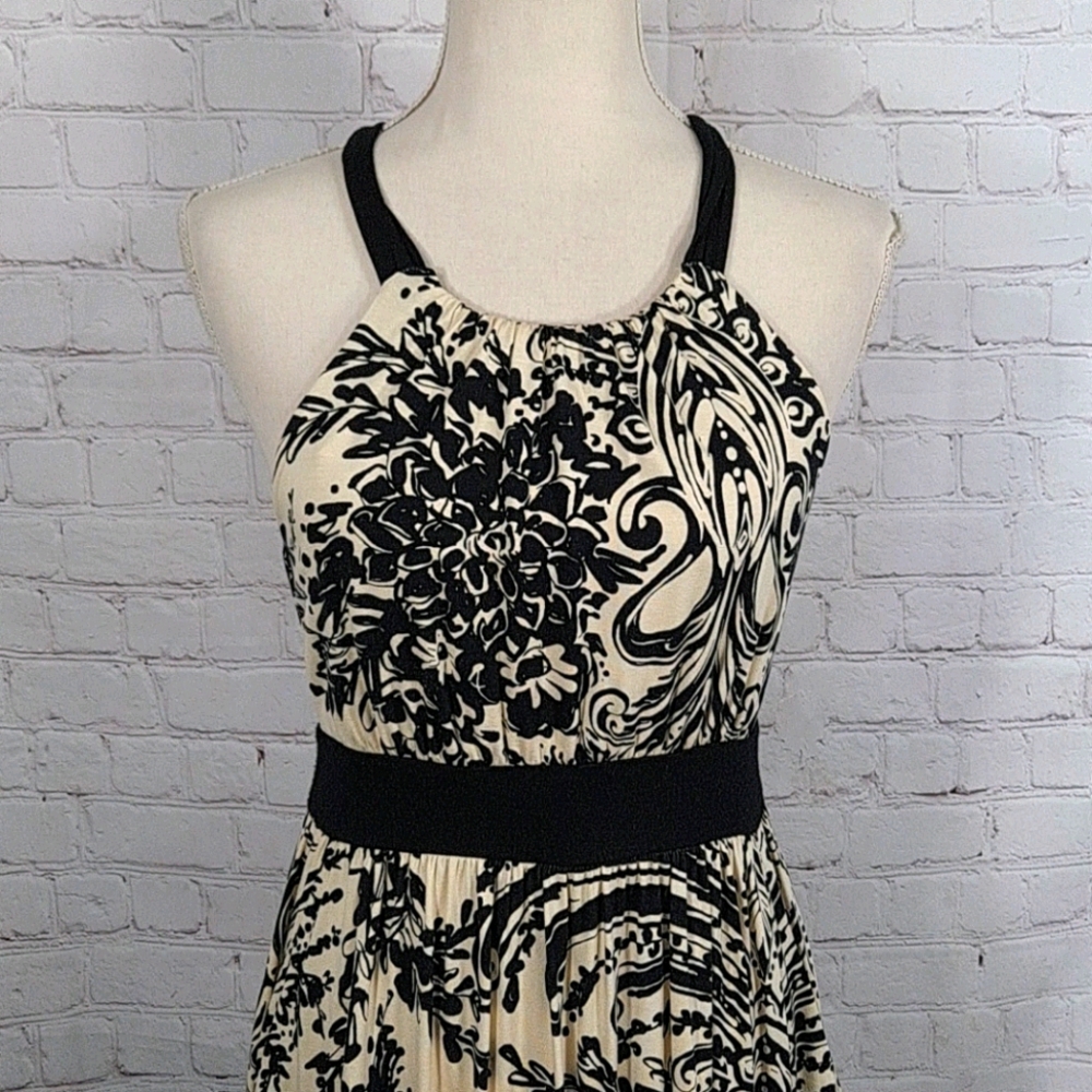Weston Wear Black And Cream Halter Dress